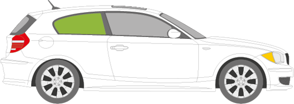 Afbeelding van Zijruit rechts BMW 1-serie 3 deurs