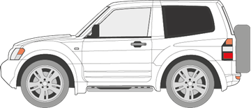 Afbeelding van Zijruit links Mitsubishi Pajero 3 deurs off-road (DONKERE RUIT)