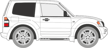 Afbeelding van Zijruit rechts Mitsubishi Pajero 3 deurs off-road (DONKERE RUIT)
