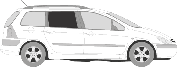 Afbeelding van Zijruit rechts Peugeot 307 SW (DONKERE RUIT)