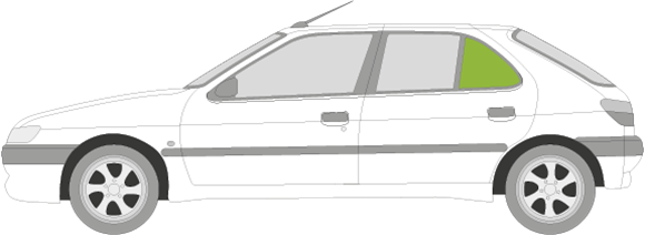 Afbeelding van Zijruit links Peugeot 306 5 deurs