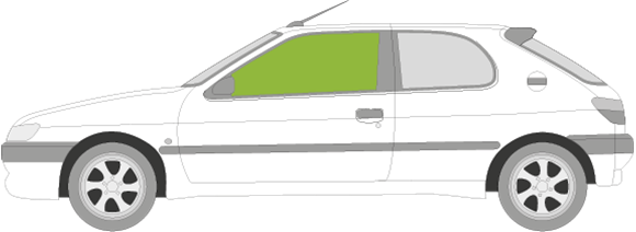 Afbeelding van Zijruit links Peugeot 306 3 deurs