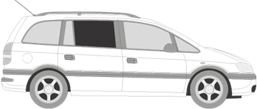 Afbeelding van Zijruit rechts Opel Zafira (DONKERE RUIT) 