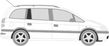 Afbeelding van Zijruit rechts Opel Zafira (DONKERE RUIT) 