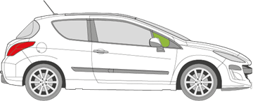 Afbeelding van Zijruit rechts Peugeot 308 3 deurs