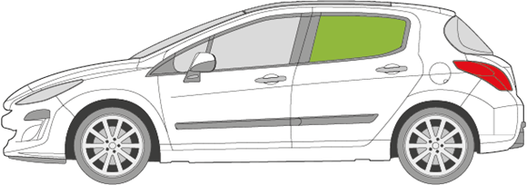 Afbeelding van Zijruit links Peugeot 308 5 deurs