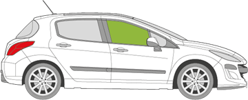 Afbeelding van Zijruit rechts Peugeot 308 5 deurs