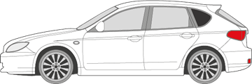 Afbeelding van Zijruit links Subaru Impreza 5 deurs (DONKERE RUIT)