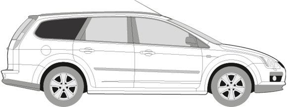 Afbeelding van Zijruit rechts Ford Focus break (DONKERE RUIT)