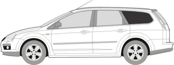 Afbeelding van Zijruit links Ford Focus break (DONKERE RUIT)