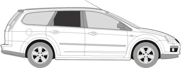 Afbeelding van Zijruit rechts Ford Focus break (DONKERE RUIT)