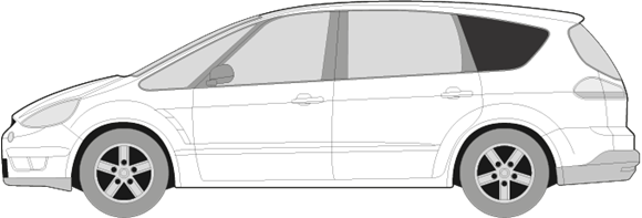 Afbeelding van Zijruit links Ford S-max (DONKERE RUIT)