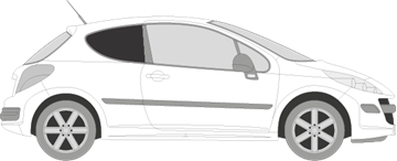 Afbeelding van Zijruit rechts Peugeot 207 3 deurs (DONKERE RUIT)