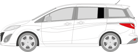 Afbeelding van Zijruit links Mazda 5 2010- (DONKERE RUIT) 