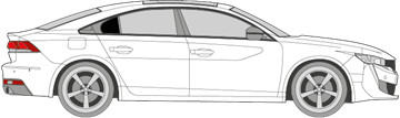 Afbeelding van Zijruit rechts Peugeot 508 5 deurs (DONKERE RUIT)