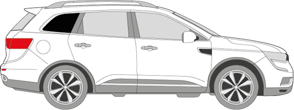 Afbeelding van Zijruit rechts Renault Koleos (DONKERE RUIT) 