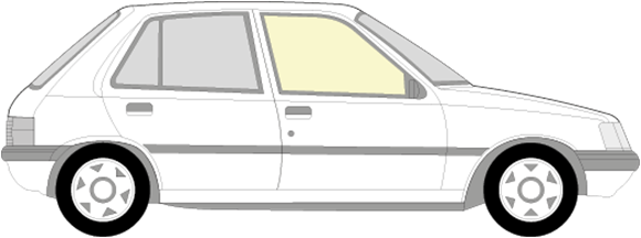 Afbeelding van Zijruit rechts Peugeot 205 5 deurs (helder)