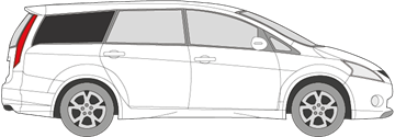 Afbeelding van Zijruit rechts Mitsubishi Grandis (DONKERE RUIT) 