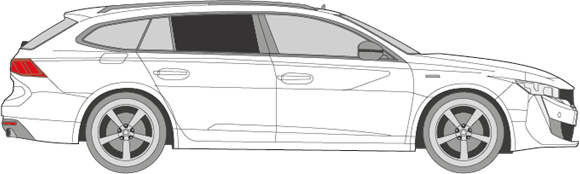 Afbeelding van Zijruit rechts Peugeot 508 break (DONKERE RUIT)