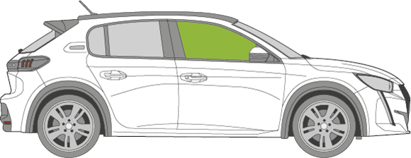 Afbeelding van Zijruit rechts Peugeot 208 5 deurs  