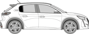 Afbeelding van Zijruit rechts Peugeot 208 5 deurs (DONKERE RUIT)  