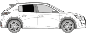 Afbeelding van Zijruit rechts Peugeot 208 5 deurs (DONKERE RUIT)  