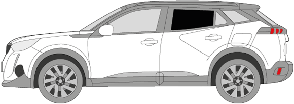 Afbeelding van Zijruit links Peugeot 2008 (DONKERE RUIT) 