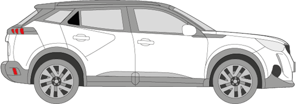 Afbeelding van Zijruit rechts Peugeot 2008 (DONKERE RUIT)  