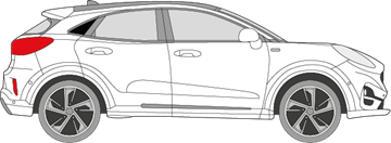 Afbeelding van Zijruit rechts Ford Puma (DONKERE RUIT) 