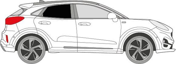 Afbeelding van Zijruit rechts Ford Puma (DONKERE RUIT)