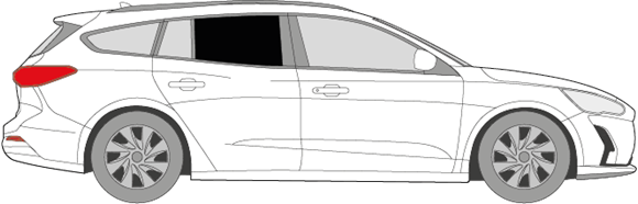 Afbeelding van Zijruit rechts Ford Focus break (DONKERE RUIT)