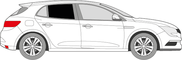 Afbeelding van Zijruit rechts Renault Mégane 5 deurs (DONKERE RUIT)