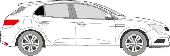 Afbeelding van Zijruit rechts Renault Mégane 5 deurs (DONKERE RUIT)