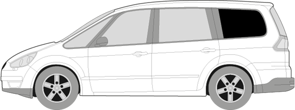 Afbeelding van Zijruit links Ford Galaxy (DONKERE RUIT) 