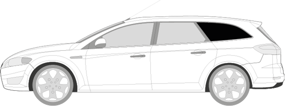 Afbeelding van Zijruit links Ford Mondeo break (DONKERE RUIT) (chroom lijst)