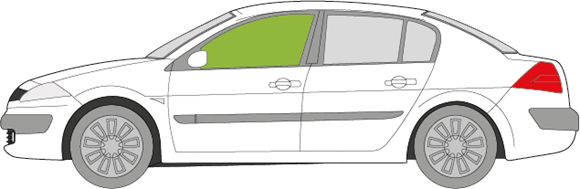 Afbeelding van Zijruit links Renault Mégane sedan