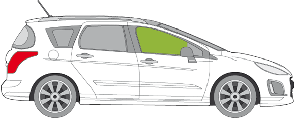 Afbeelding van Zijruit rechts Peugeot 308 SW