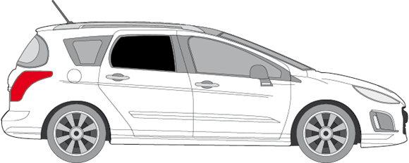 Afbeelding van Zijruit rechts Peugeot 308 SW (DONKERE RUIT)