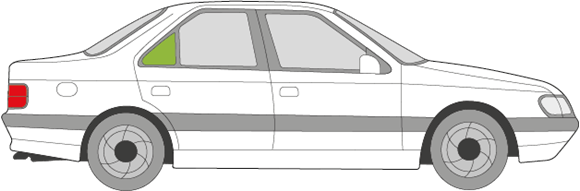 Afbeelding van Zijruit rechts Peugeot 405 sedan