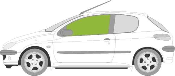 Afbeelding van Zijruit links Peugeot 206 3 deurs