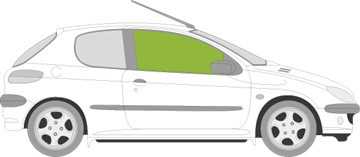 Afbeelding van Zijruit rechts Peugeot 206 3 deurs