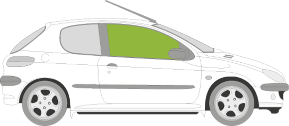 Afbeelding van Zijruit rechts Peugeot 206 3 deurs