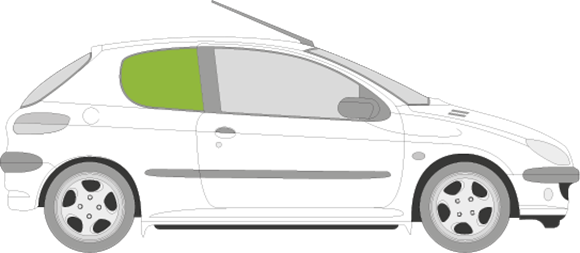 Afbeelding van Zijruit rechts Peugeot 206 3 deurs