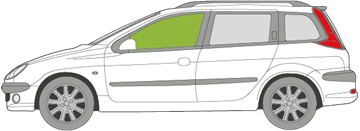 Afbeelding van Zijruit links Peugeot 206 SW