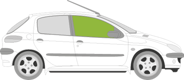 Afbeelding van Zijruit rechts Peugeot 206 5 deurs