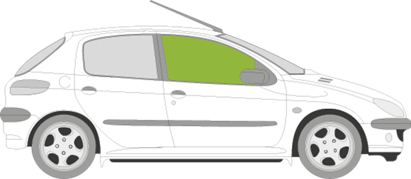 Afbeelding van Zijruit rechts Peugeot 206 5 deurs