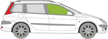 Afbeelding van Zijruit rechts Peugeot 206 SW