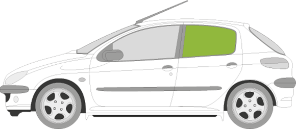 Afbeelding van Zijruit links Peugeot 206 5 deurs