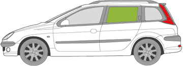 Afbeelding van Zijruit links Peugeot 206 SW