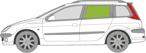 Afbeelding van Zijruit links Peugeot 206 SW